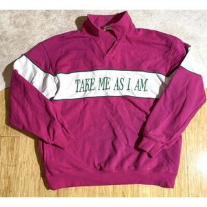 Mayfair Group "Take Me As I  Am" Collared Sweatshirt Pink Women's Size S/M